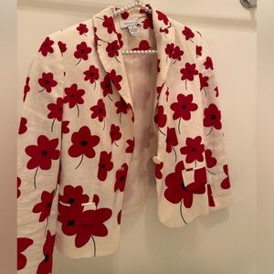 Off white blazer with red flowers!